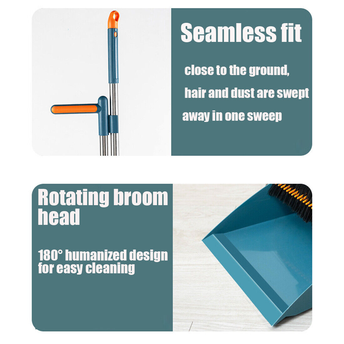 Long Handle Dustpan & Brush Set – No-Bend Cleaning Tool for Easy Floor Sweeping