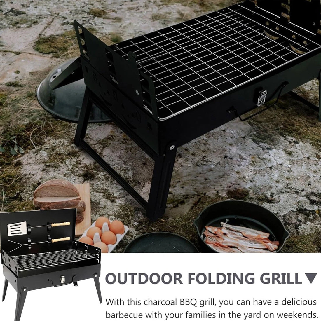 Portable Folding BBQ Grill – Compact Outdoor Cooking for Camping & Garden (UK Stock)