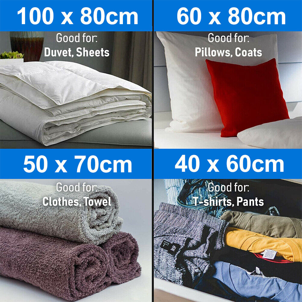 12-Pack Vacuum Storage Bags with Pump – Space Saving Compression Bags for Clothes, Bedding & Travel
