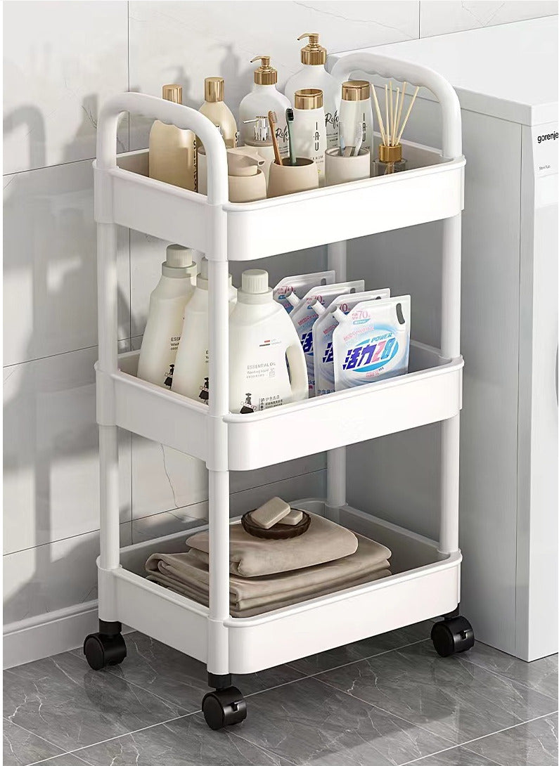 3-Tier Slim Storage Trolley Cart with Wheels – Space Saving Kitchen & Bathroom Organizer