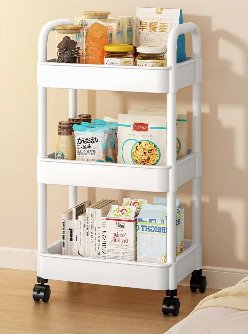 3-Tier Slim Storage Trolley Cart with Wheels – Space Saving Kitchen & Bathroom Organizer