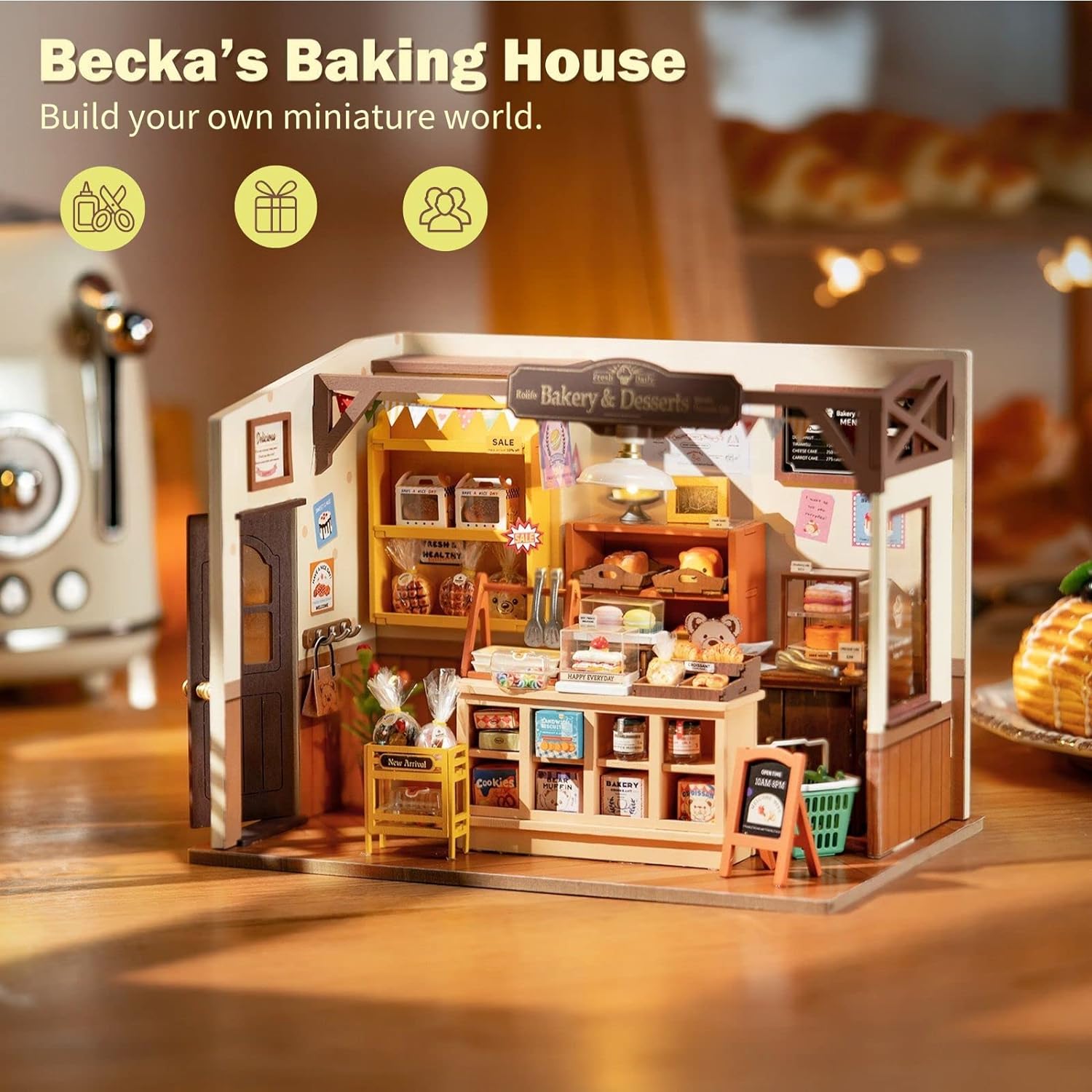DIY Mini Bakery Dollhouse Kit – Cozy Aesthetic Home Decor Display & Creative Gift for Kids and Adults