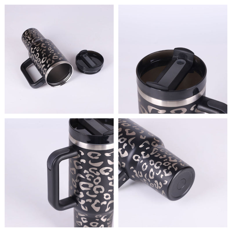 40oz Insulated Stainless Steel Tumbler with Handle & Straw