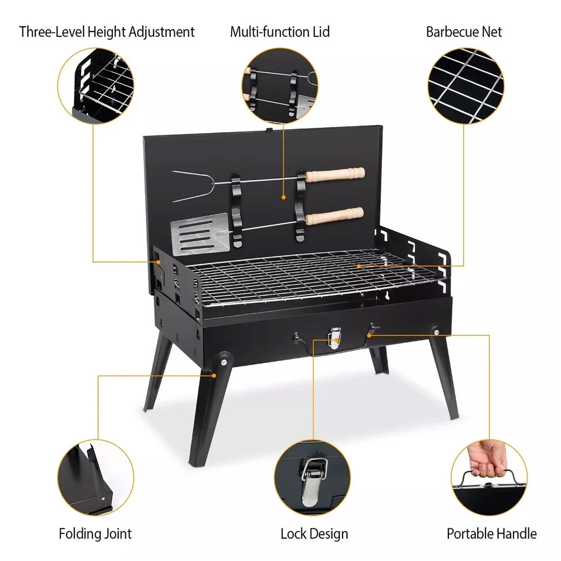 Portable Folding BBQ Grill – Compact Outdoor Cooking for Camping & Garden (UK Stock)