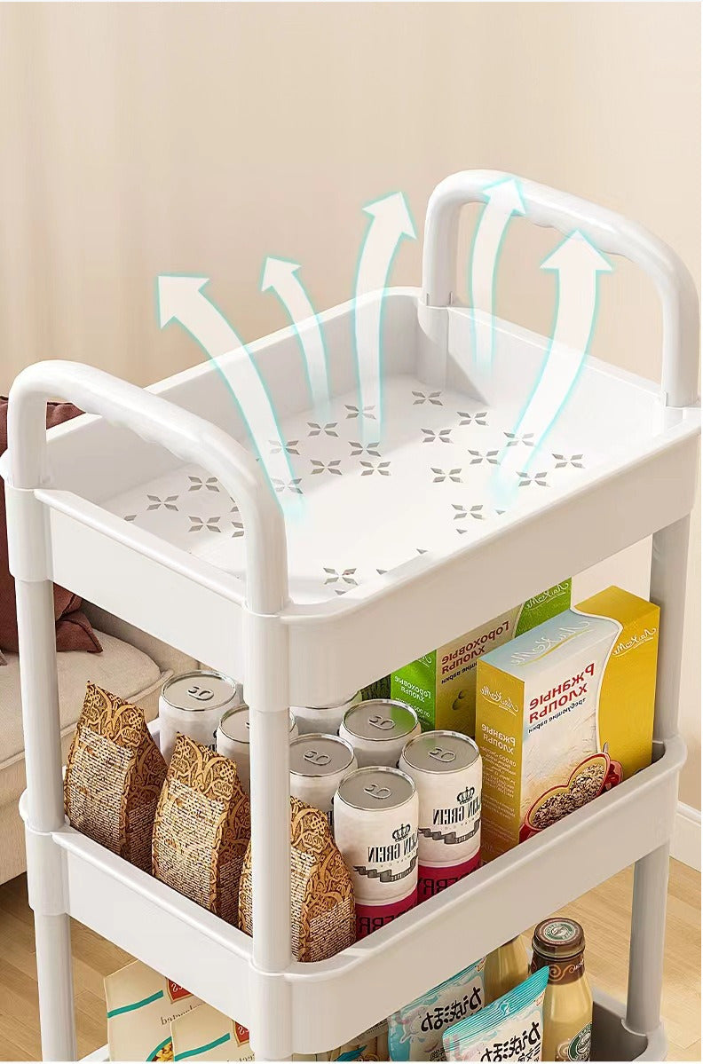 3-Tier Slim Storage Trolley Cart with Wheels – Space Saving Kitchen & Bathroom Organizer