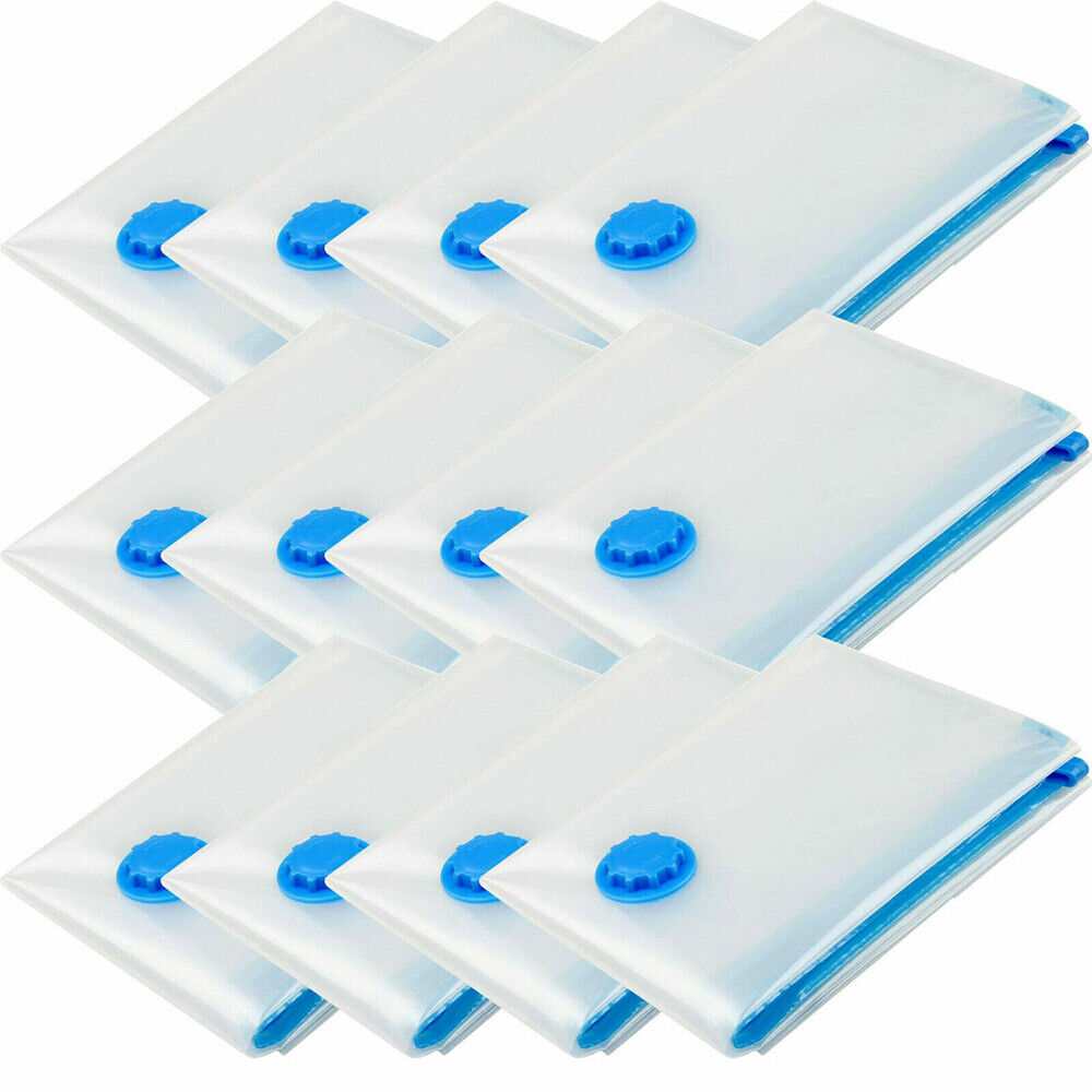 12-Pack Vacuum Storage Bags with Pump – Space Saving Compression Bags for Clothes, Bedding & Travel