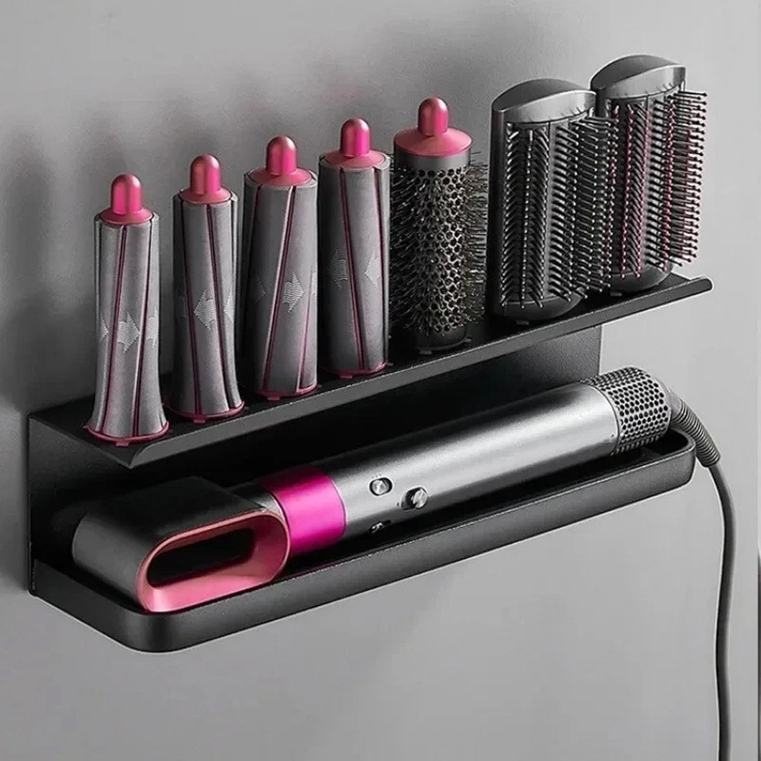 Wall Mounted Hair Tool Holder – Bathroom Organizer for Hair Dryer, Straightener & Curling Iron (No Drill)