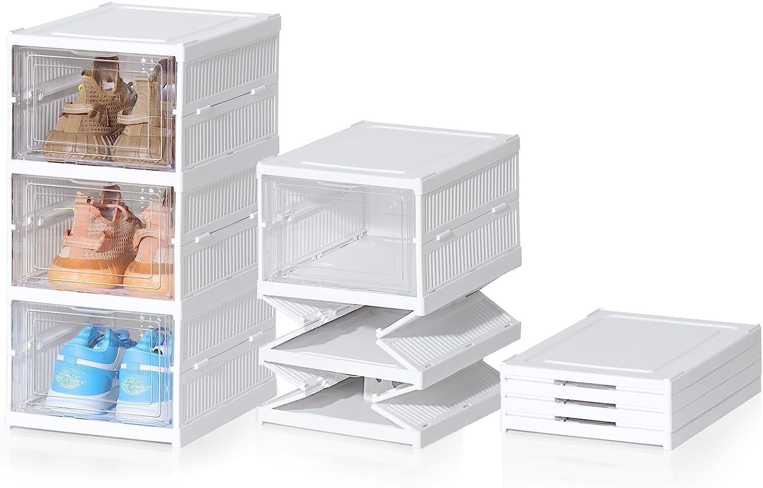 6-Tier Sneaker Storage Box – Stackable Clear Shoe Organizer | Dustproof Display Case for Trainers