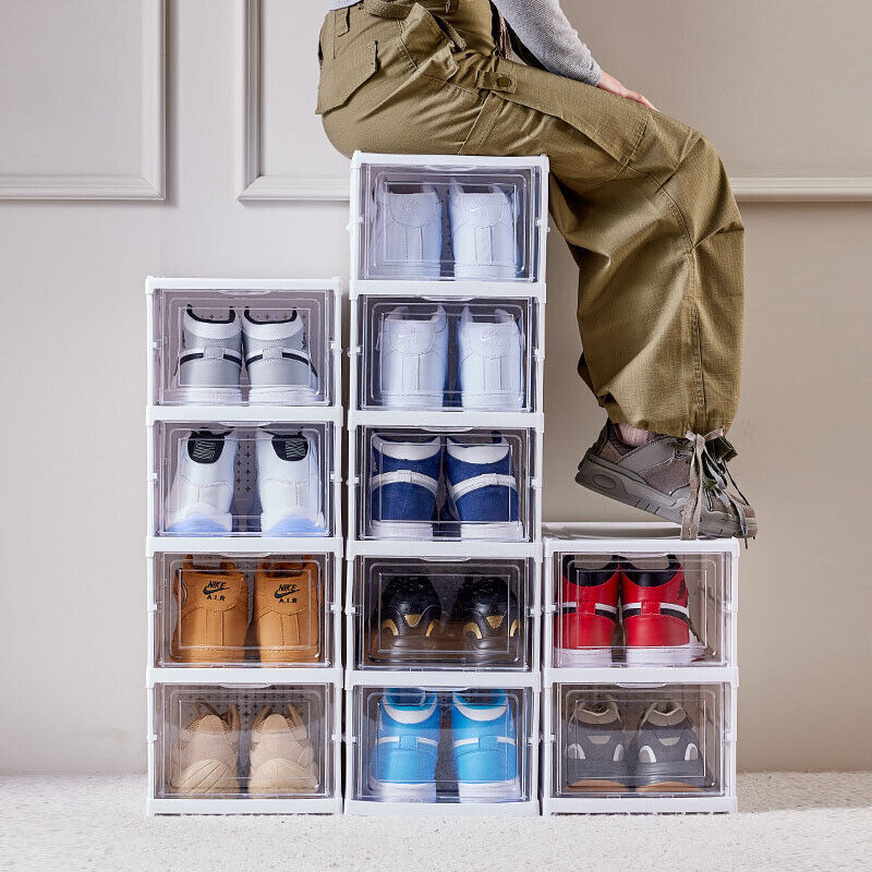 6-Tier Sneaker Storage Box – Stackable Clear Shoe Organizer | Dustproof Display Case for Trainers