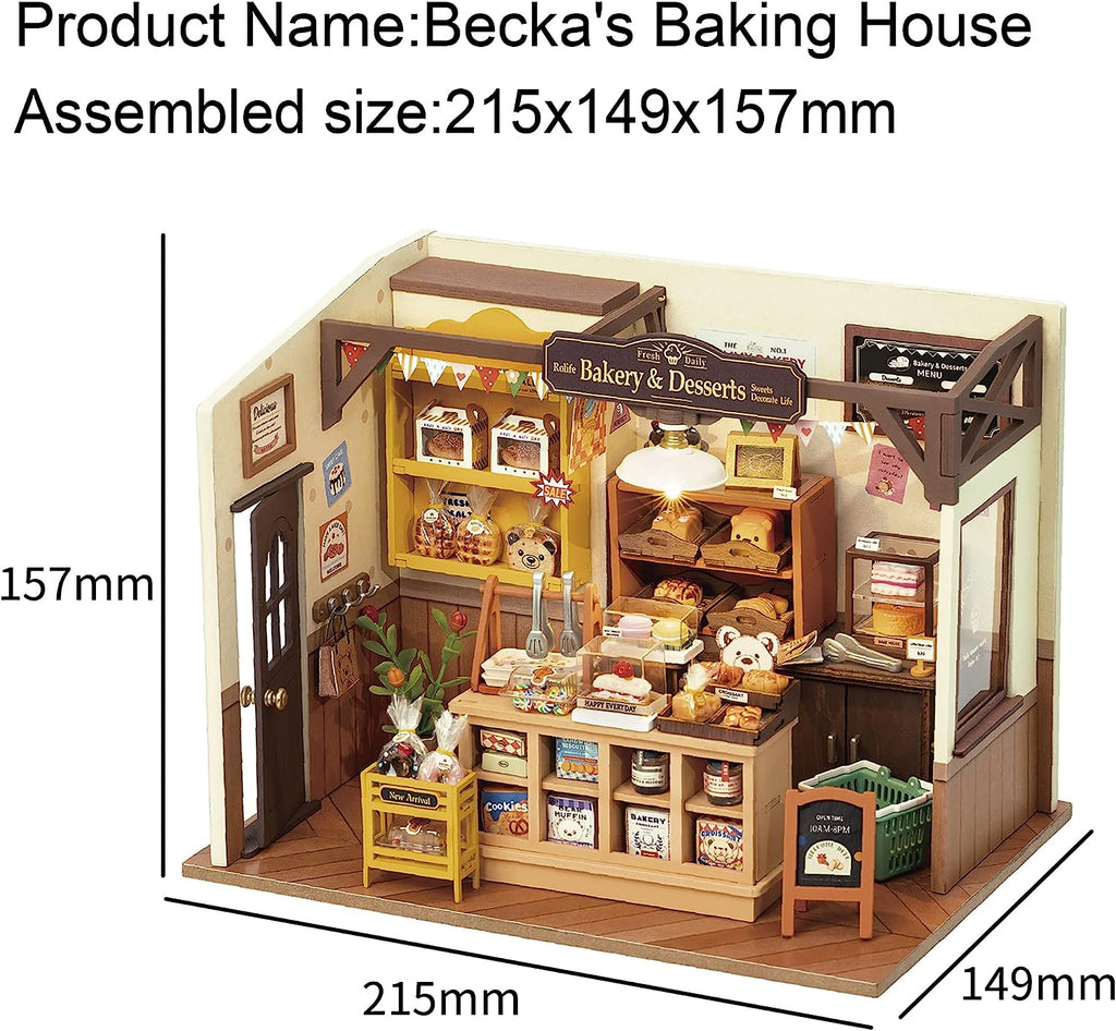 DIY Mini Bakery Dollhouse Kit – Cozy Aesthetic Home Decor Display & Creative Gift for Kids and Adults