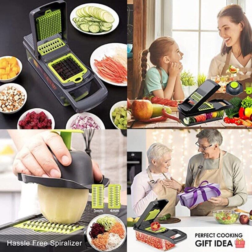 16-in-1 Vegetable Chopper – Multi Blade Food Cutter & Salad Slicer Kitchen Tool