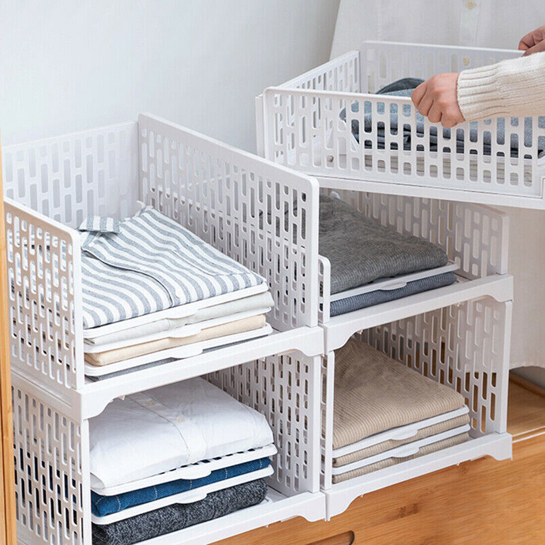 Stackable Wardrobe Storage Drawers – Space Saving Closet Organizer (UK Stock)