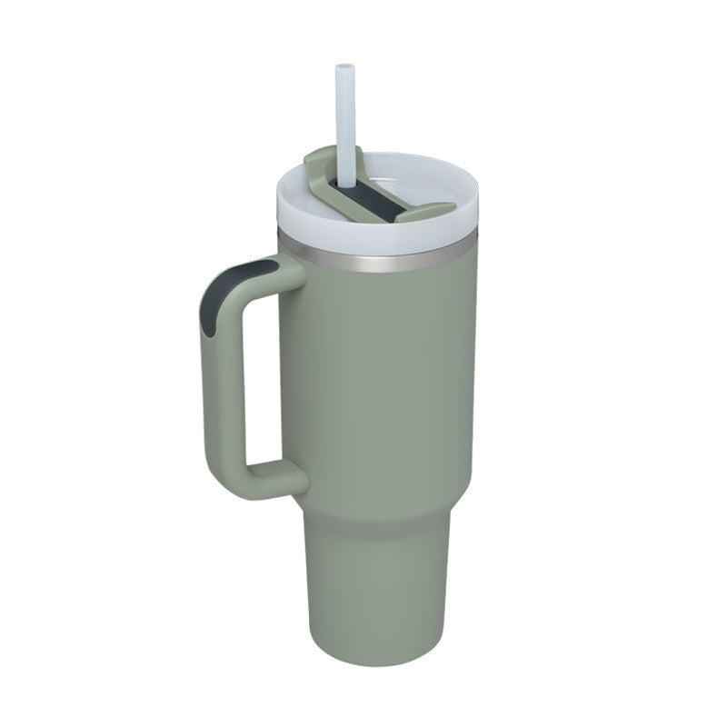 40oz Insulated Stainless Steel Tumbler with Handle & Straw