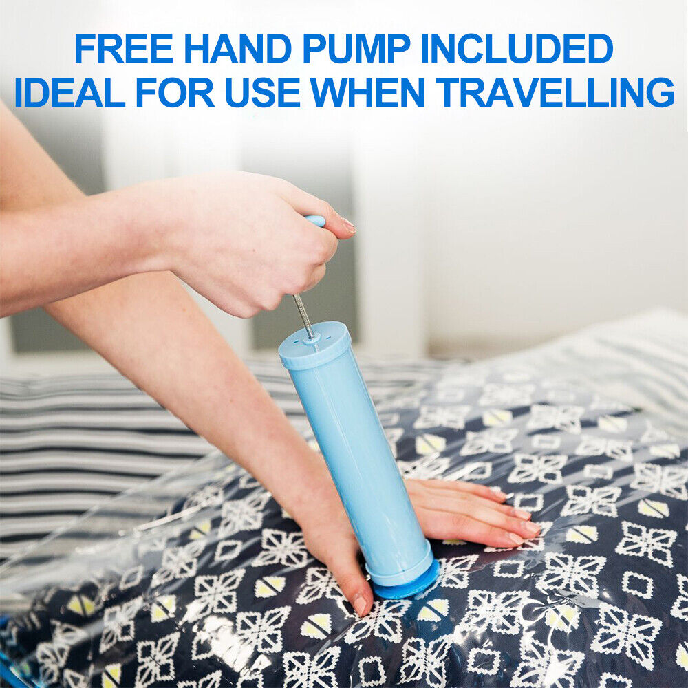 12-Pack Vacuum Storage Bags with Pump – Space Saving Compression Bags for Clothes, Bedding & Travel