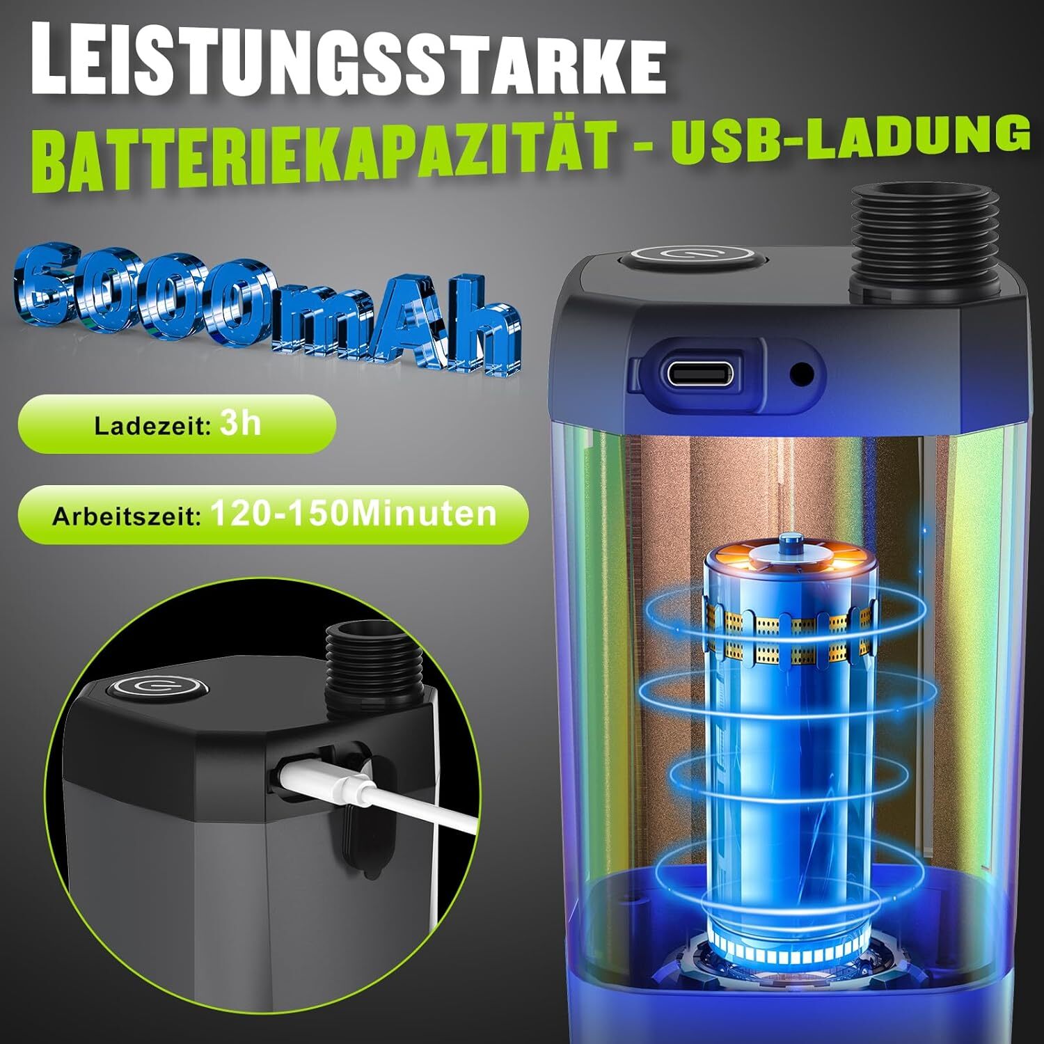 Portable Rechargeable Shower Pump – Outdoor Camping, Car Wash & Pet Cleaning Shower Kit (USB Powered)