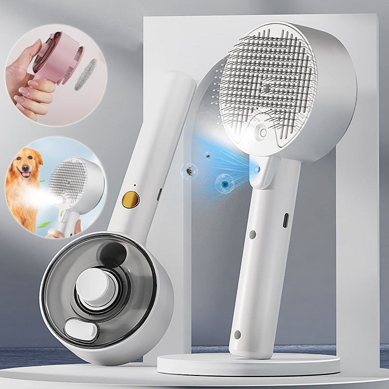 Pet Hair Remover Brush – Self-Cleaning Steam Grooming Tool for Dogs & Cats