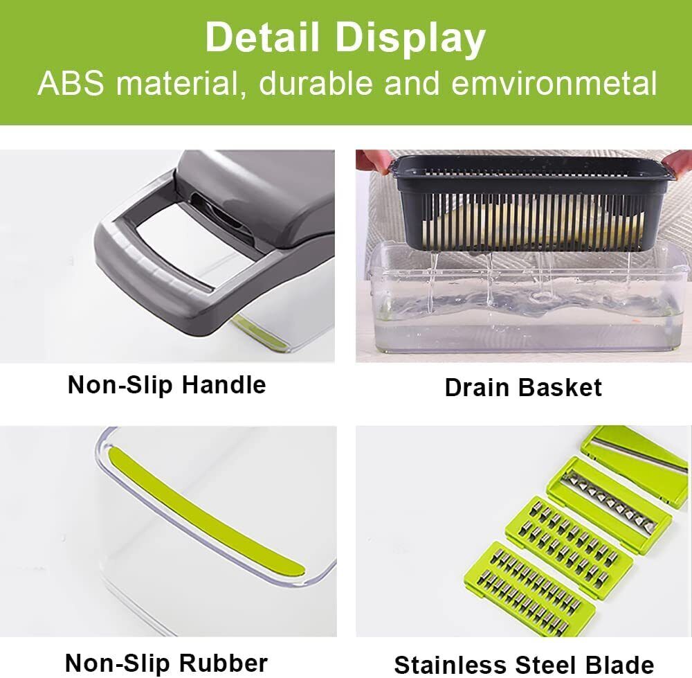 16-in-1 Vegetable Chopper – Multi Blade Food Cutter & Salad Slicer Kitchen Tool