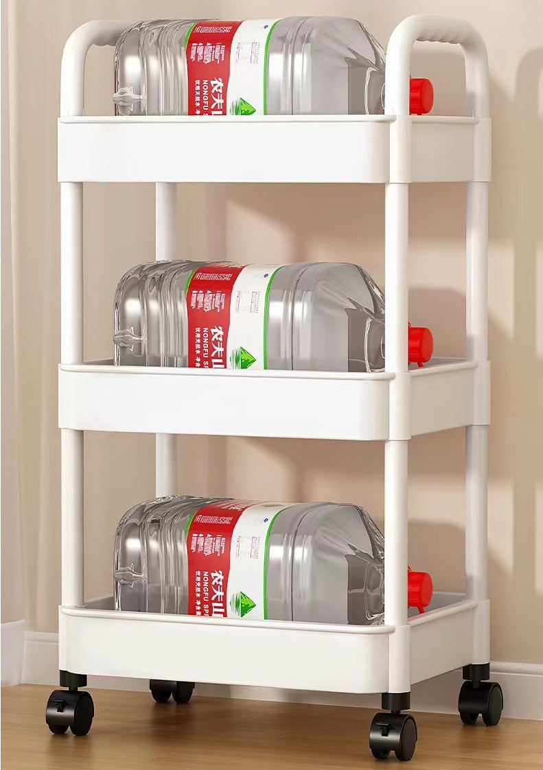 3-Tier Slim Storage Trolley Cart with Wheels – Space Saving Kitchen & Bathroom Organizer