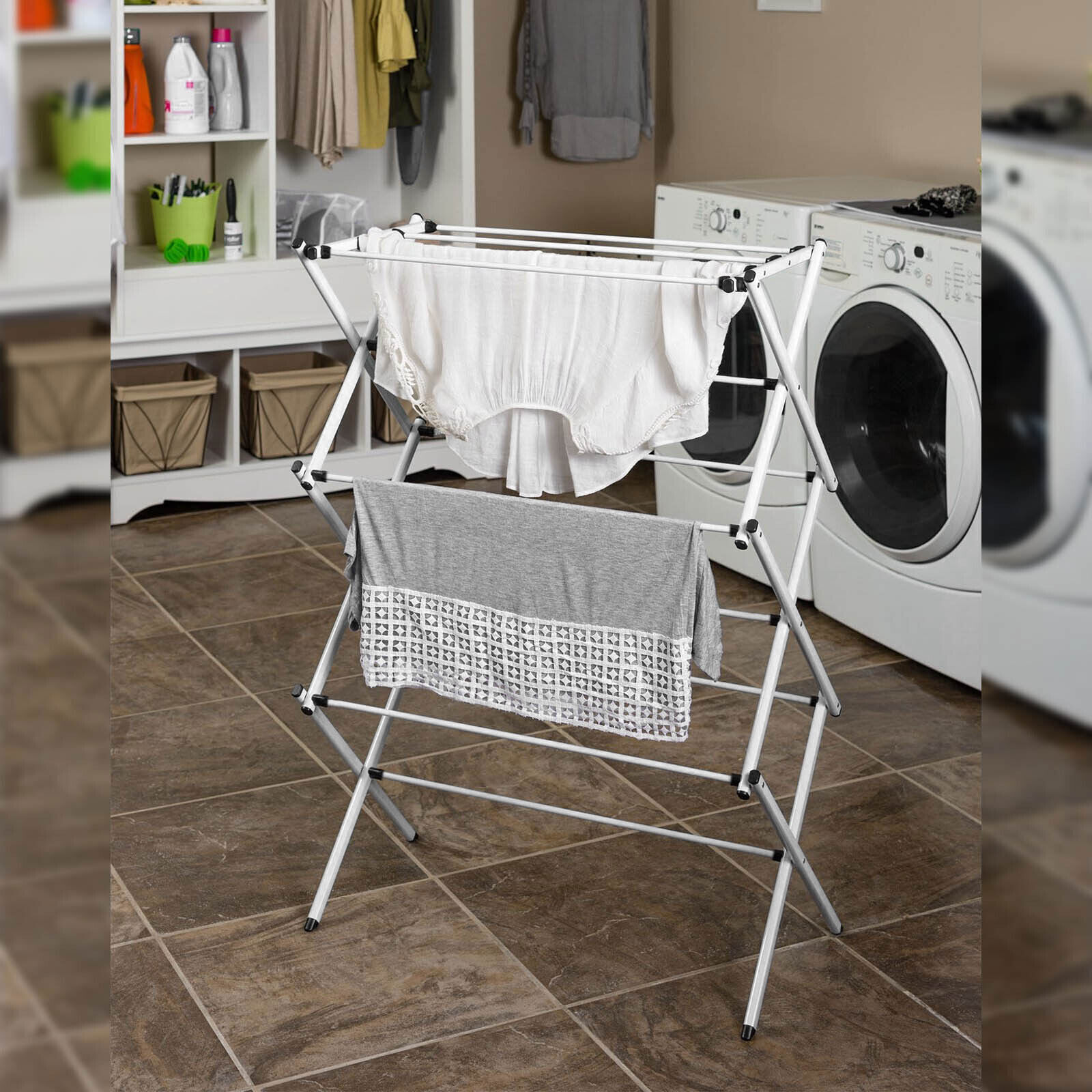 3-Tier Clothes Drying Rack Foldable Metal Laundry Airer for Indoor & Outdoor Use